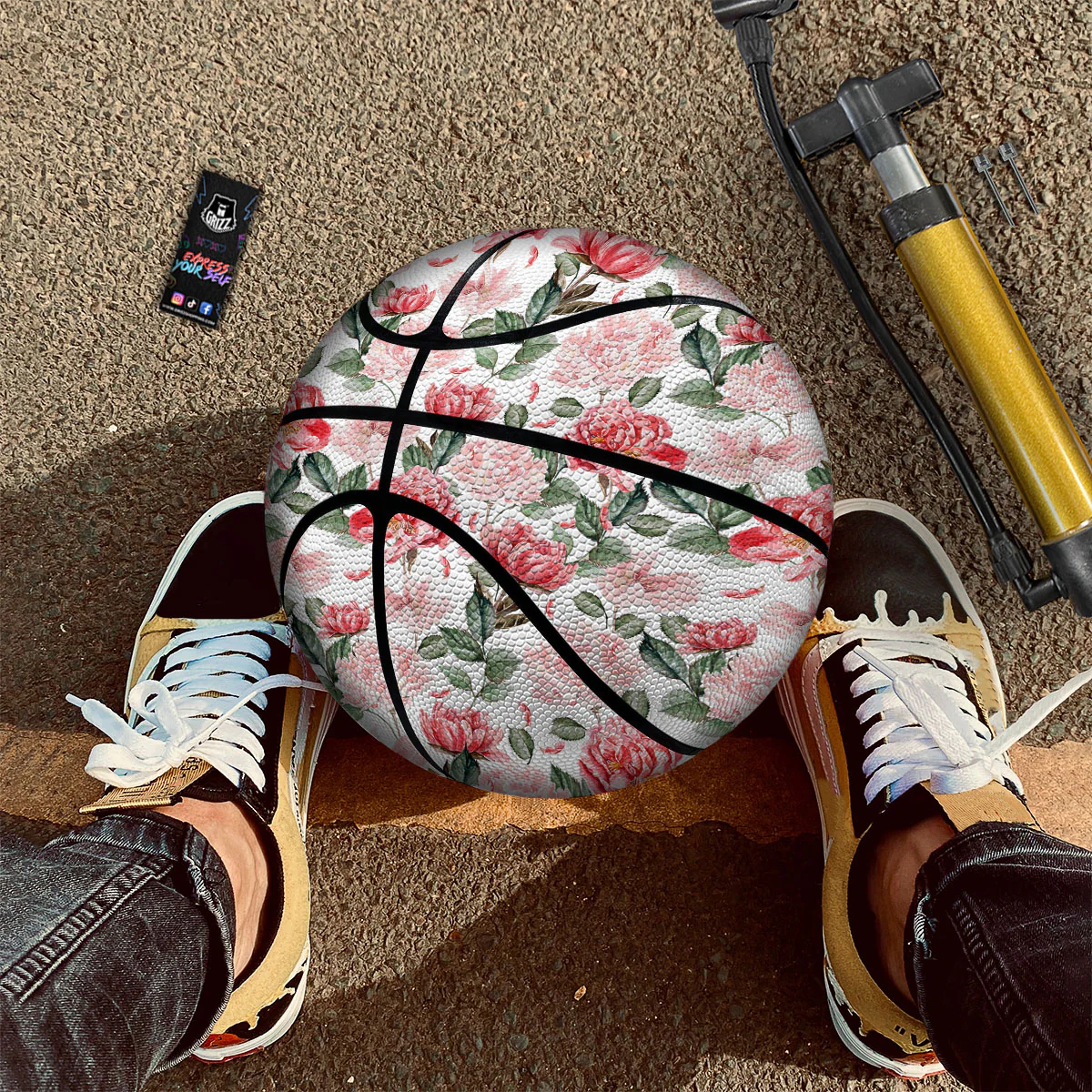 Peony Pink Print Pattern Basketball - Image 2