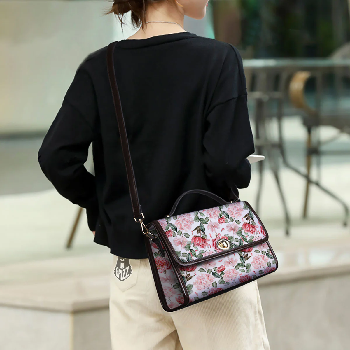 Peony Pink Print Pattern Women's Satchel Bag - Image 3