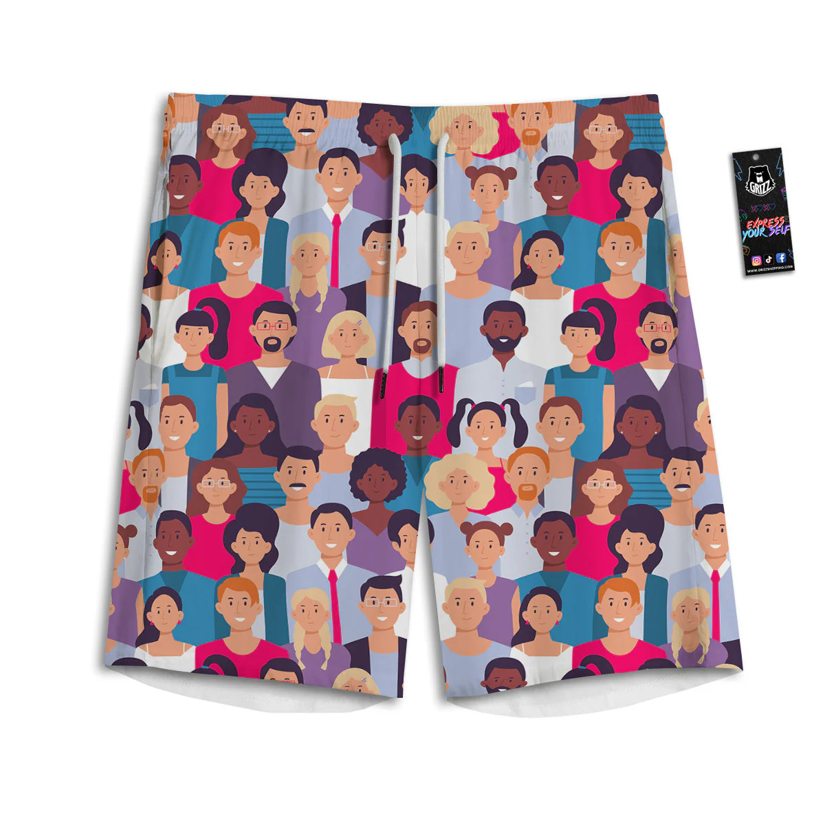 People Smile Colorful Print Pattern Men's Athletic Shorts