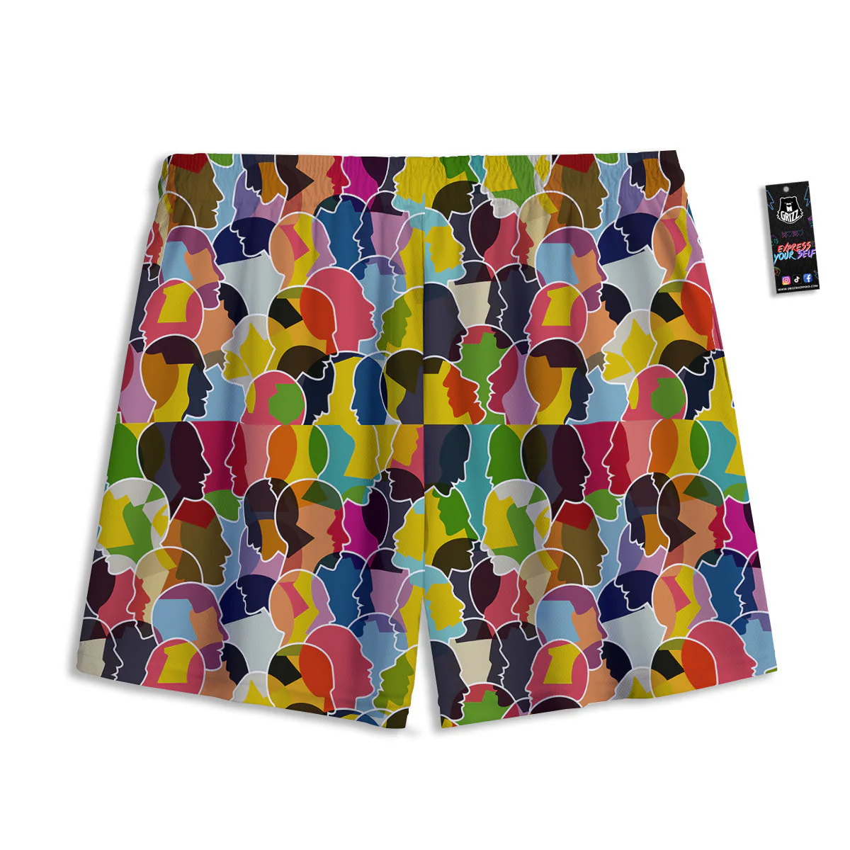 People Talking Colorful Print Pattern Mesh Shorts - Image 2
