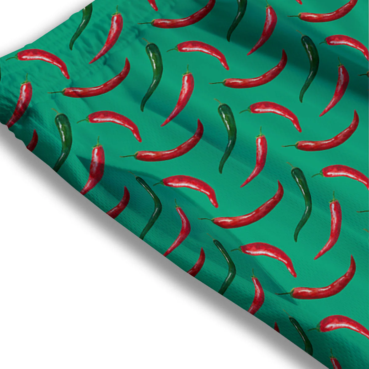 Peppers Chili Green Print Pattern Mesh Shorts - Image 3