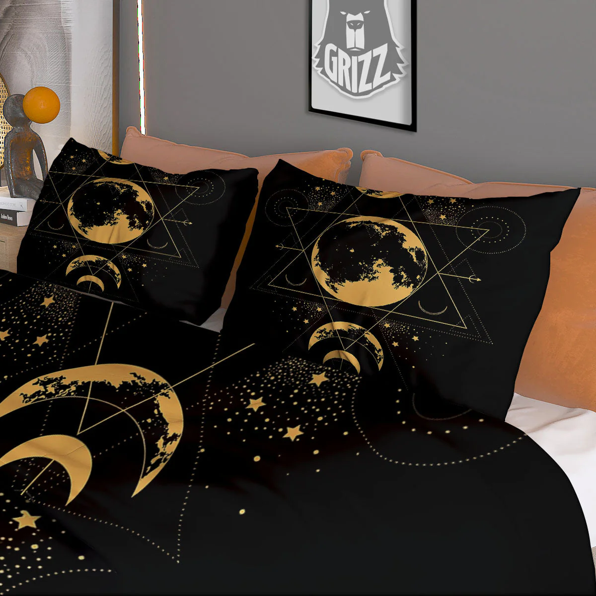 Phase Geometric Moon Print Duvet Cover Bedding Set - Image 3
