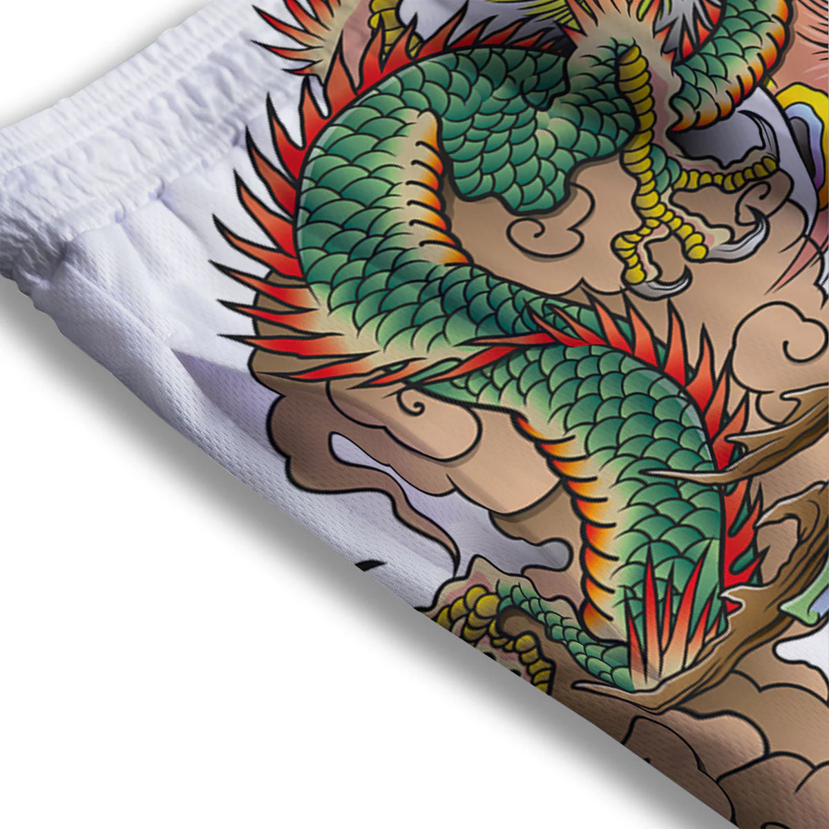 Phoenix And Dragon Japanese Tattoo Print Mesh Shorts - Image 3