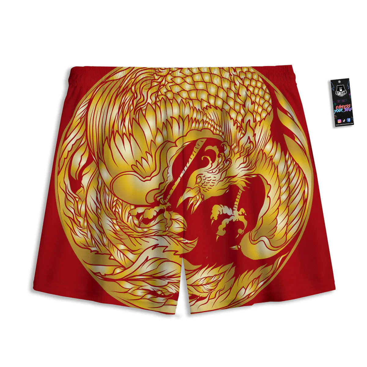 Phoenix Japanese Print Mesh Shorts - Image 2