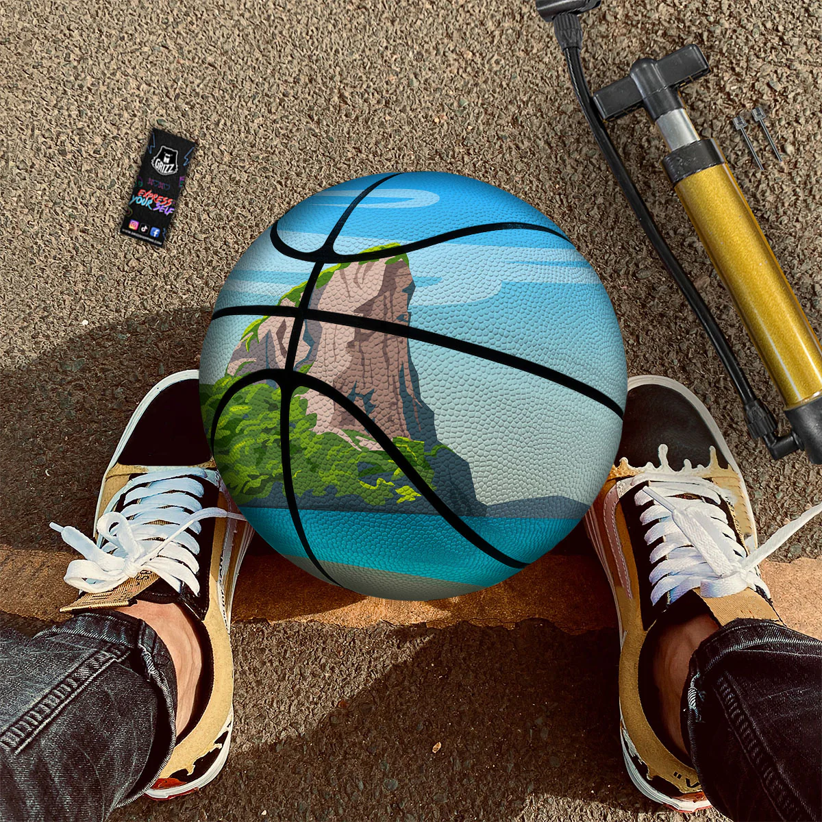 Phuket Thailand Cartoon Print Basketball - Image 2