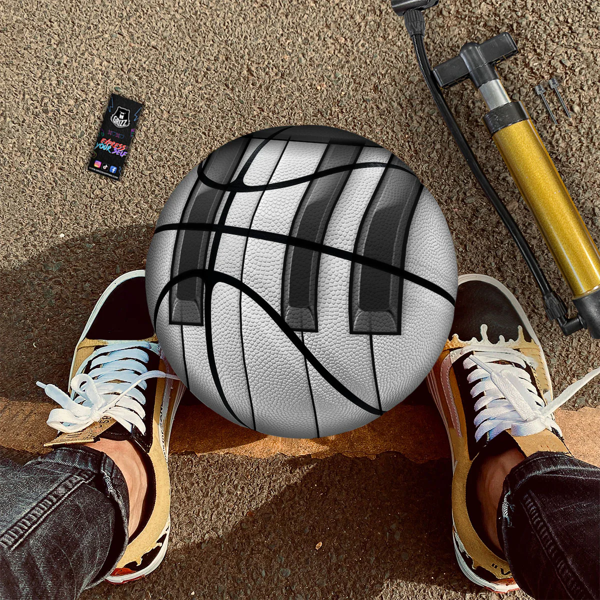Piano Keyboard Print Basketball - Image 2