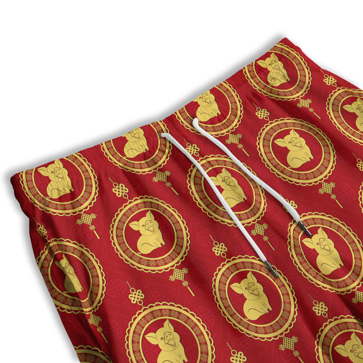 Pig And Chinese New Year Print Pattern Men's Athletic Shorts - Image 3