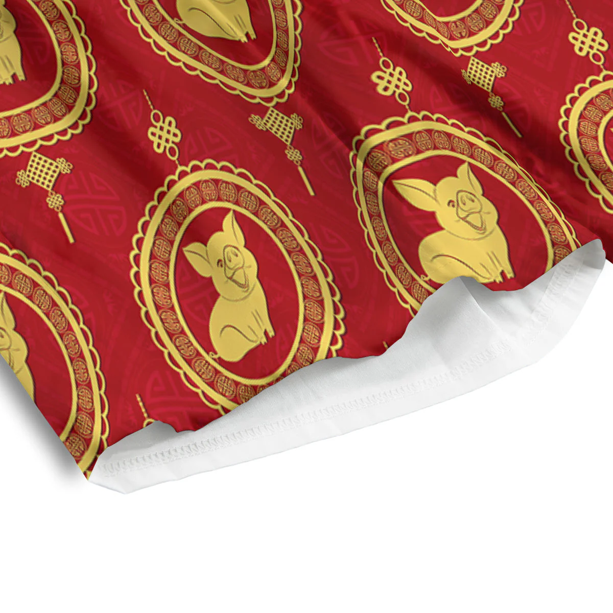 Pig And Chinese New Year Print Pattern Men's Athletic Shorts - Image 4