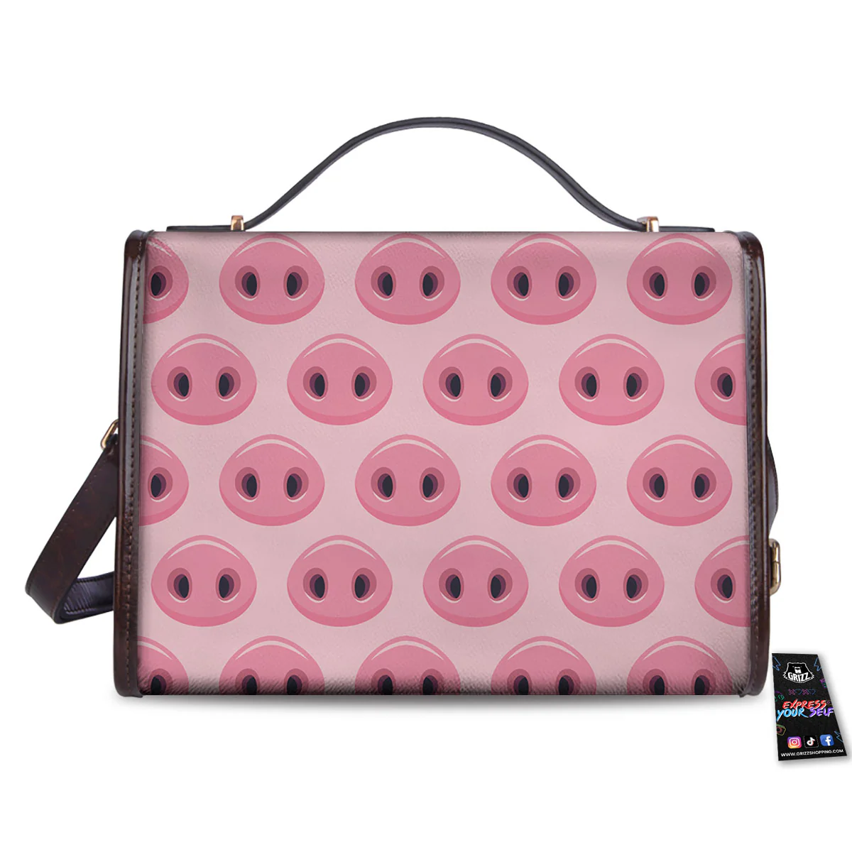 Pig Nose Pink Print Pattern Women's Satchel Bag - Image 2