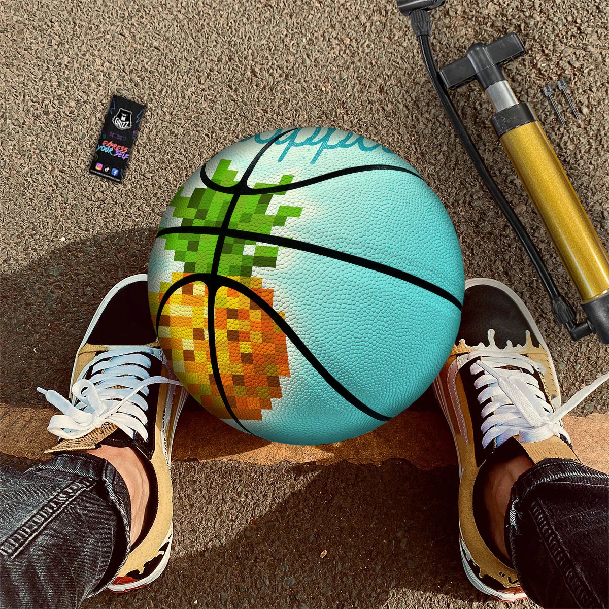 Pineapple 8-Bit Pixel Print Basketball - Image 2