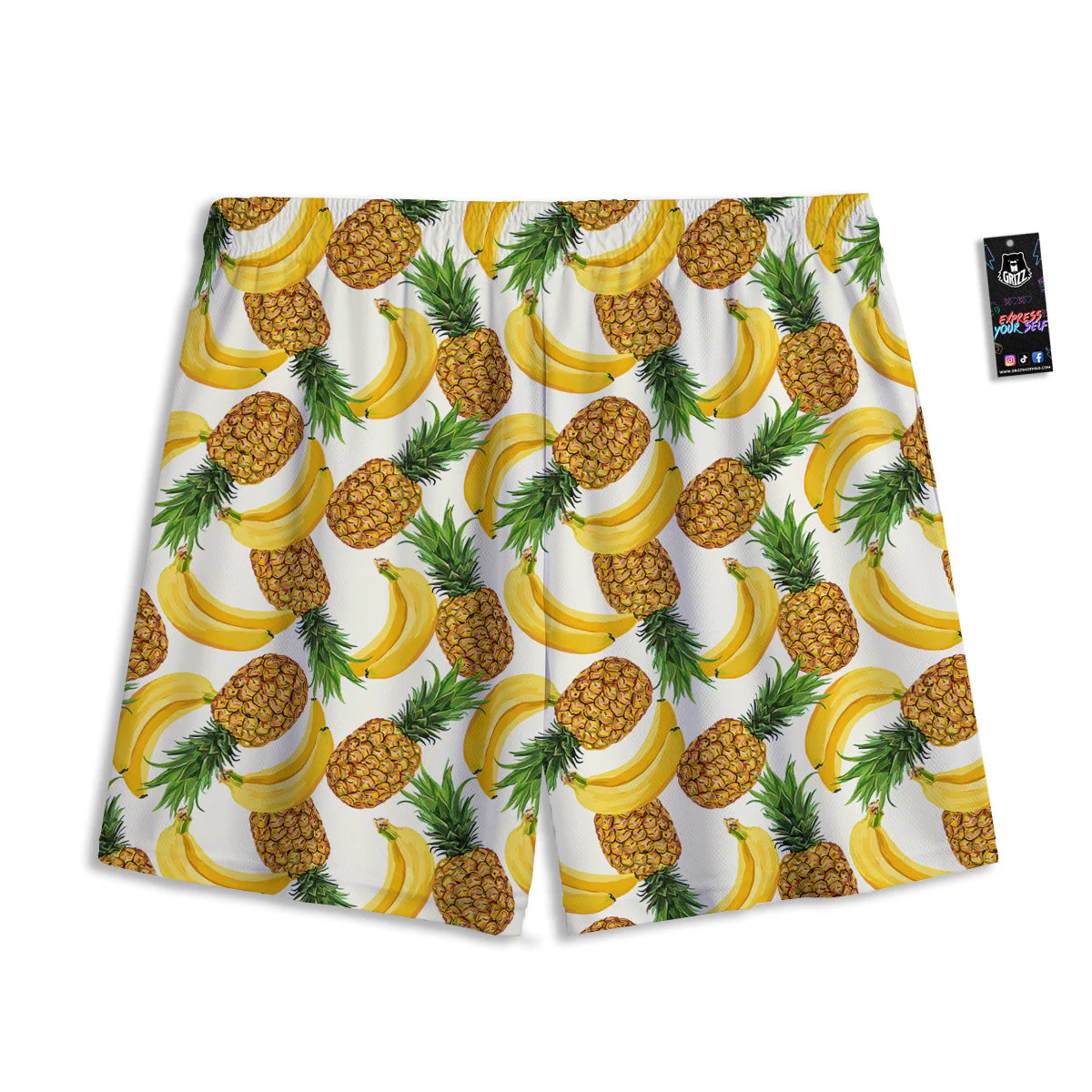 Pineapple Banana Print Pattern Mesh Shorts - Image 2