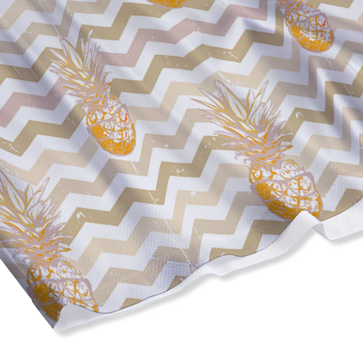 Pineapple Beige Zig Zag Print Pattern Mesh Shorts - Image 4