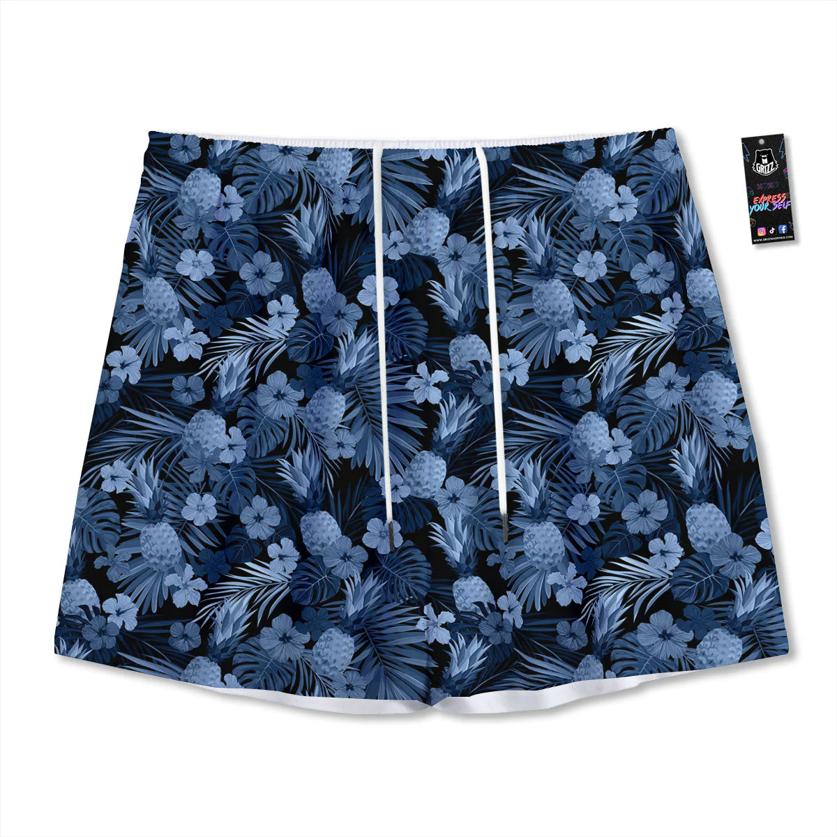 Pineapple Blue Aloha Print Pattern Mesh Shorts