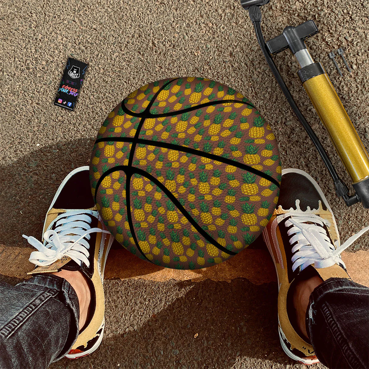 Pineapple Brown Print Pattern Basketball - Image 2