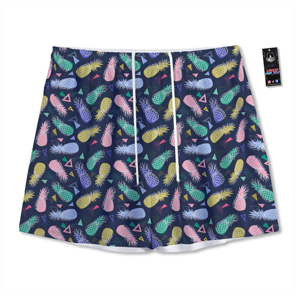 Pineapple Colorful Print Pattern Mesh Shorts