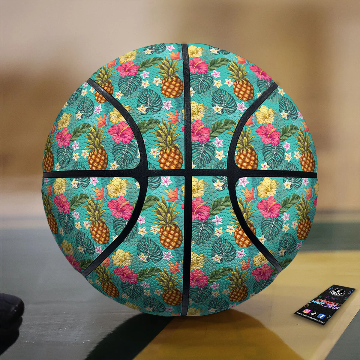 Pineapple Hawaii Hibiscus Print Pattern Basketball