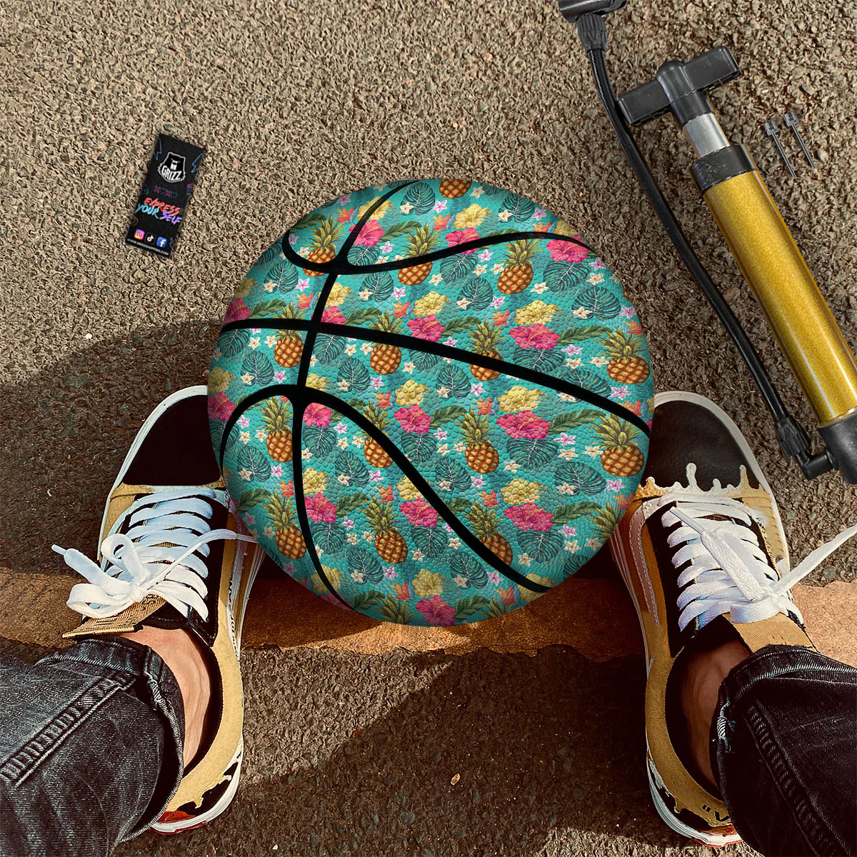 Pineapple Hawaii Hibiscus Print Pattern Basketball - Image 2