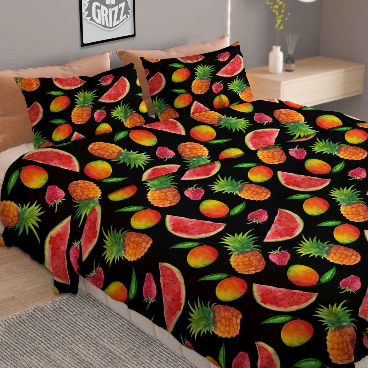 Pineapple Mix Fruit Print Pattern Duvet Cover Bedding Set - Image 2