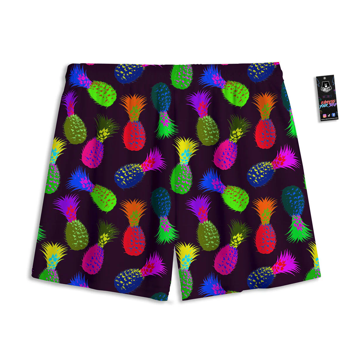 Pineapple Neon Trippy Print Pattern Mesh Shorts - Image 2