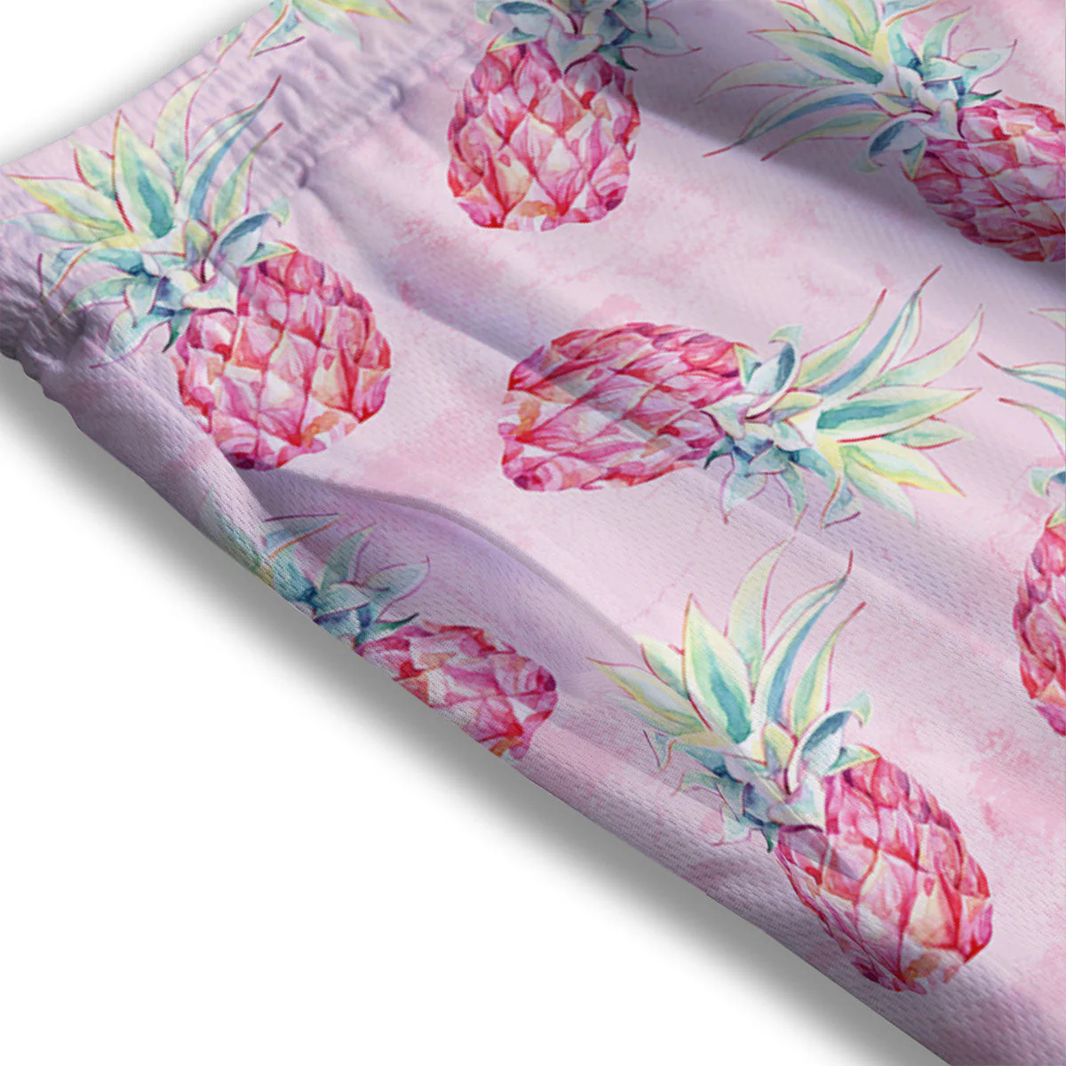 Pineapple Pastel Pink Print Pattern Mesh Shorts - Image 3