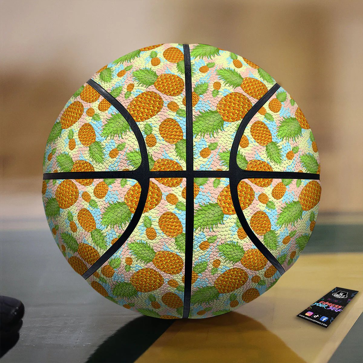 Pineapple Pastel Yellow Print Pattern Basketball