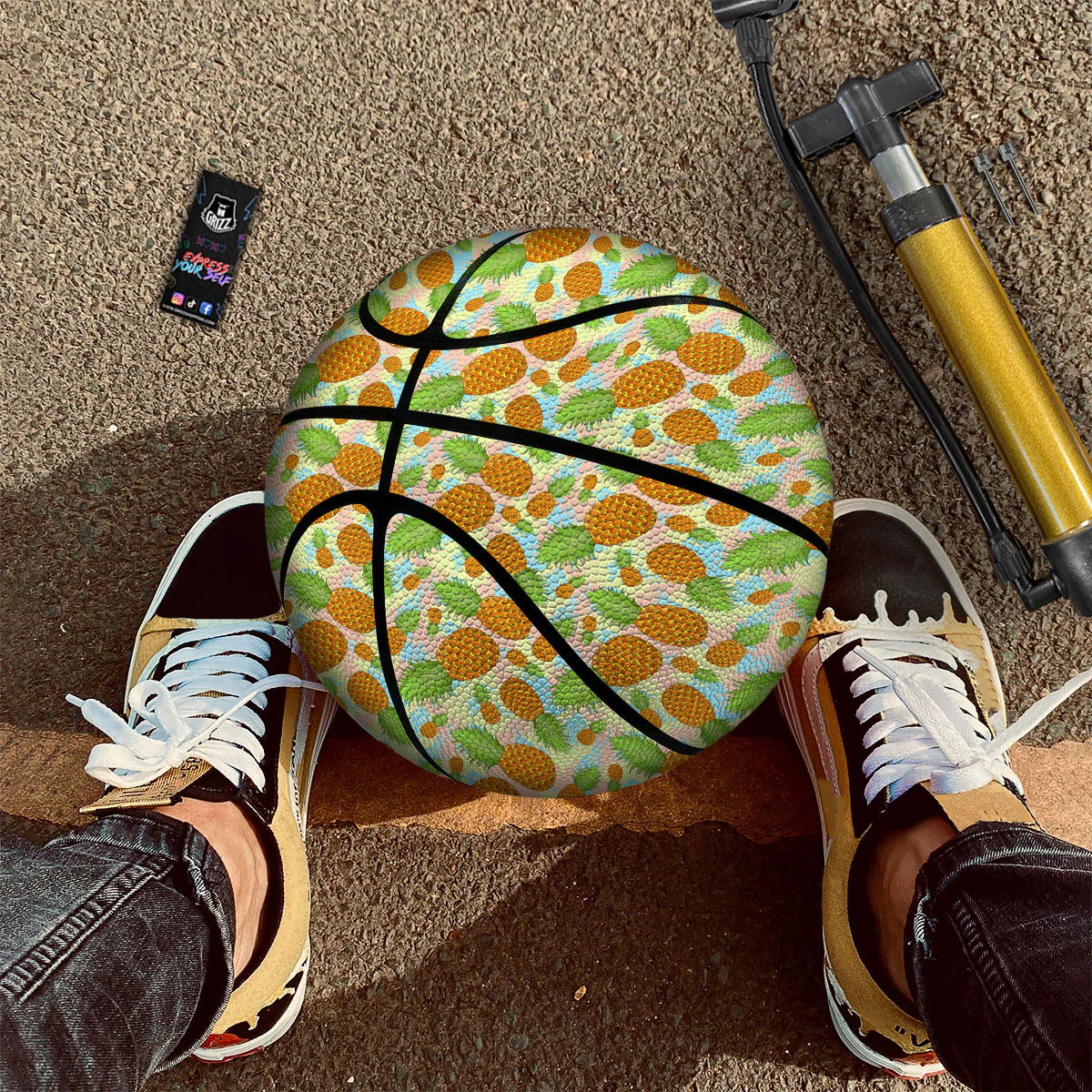 Pineapple Pastel Yellow Print Pattern Basketball - Image 2
