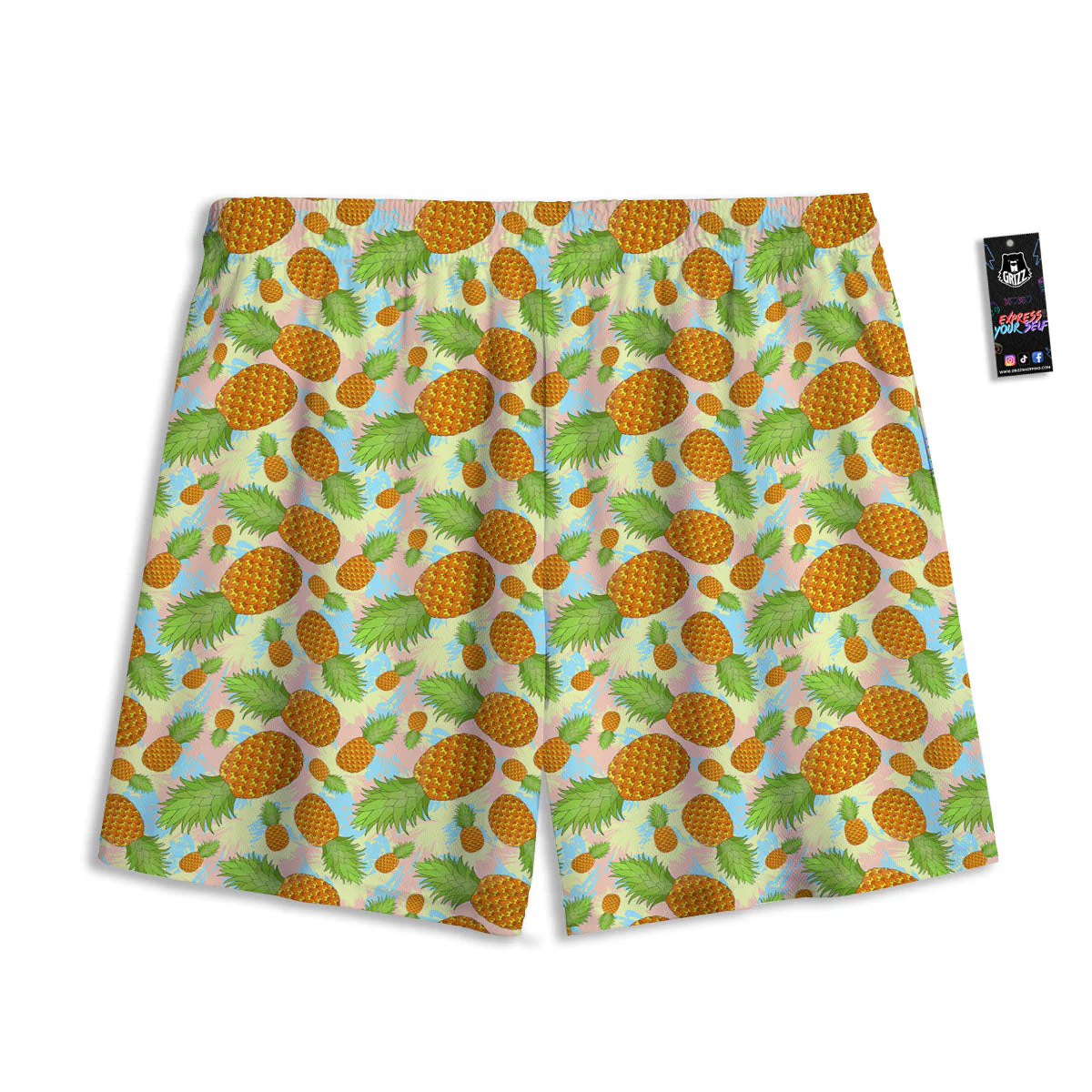 Pineapple Pastel Yellow Print Pattern Mesh Shorts - Image 2