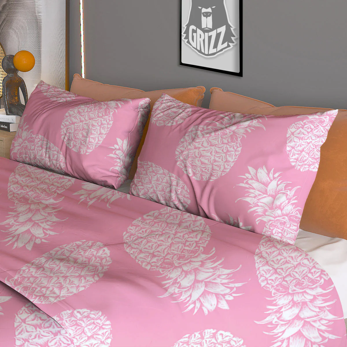 Pineapple Pink Print Pattern Duvet Cover Bedding Set - Image 3