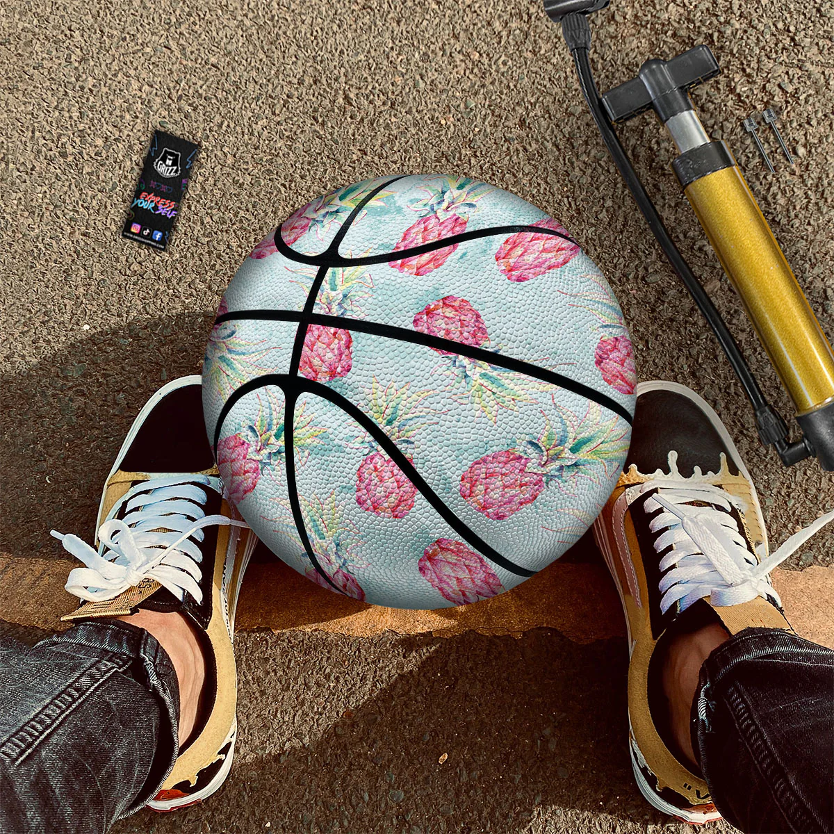 Pineapple Pink Watercolor Print Pattern Basketball - Image 2