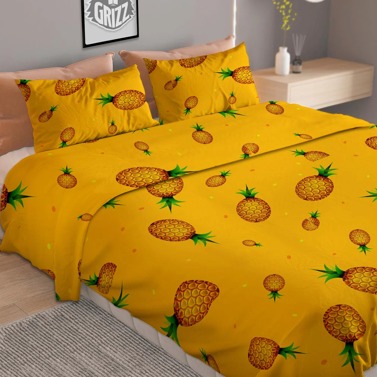 Pineapple Sand Beach Print Pattern Duvet Cover Bedding Set - Image 2