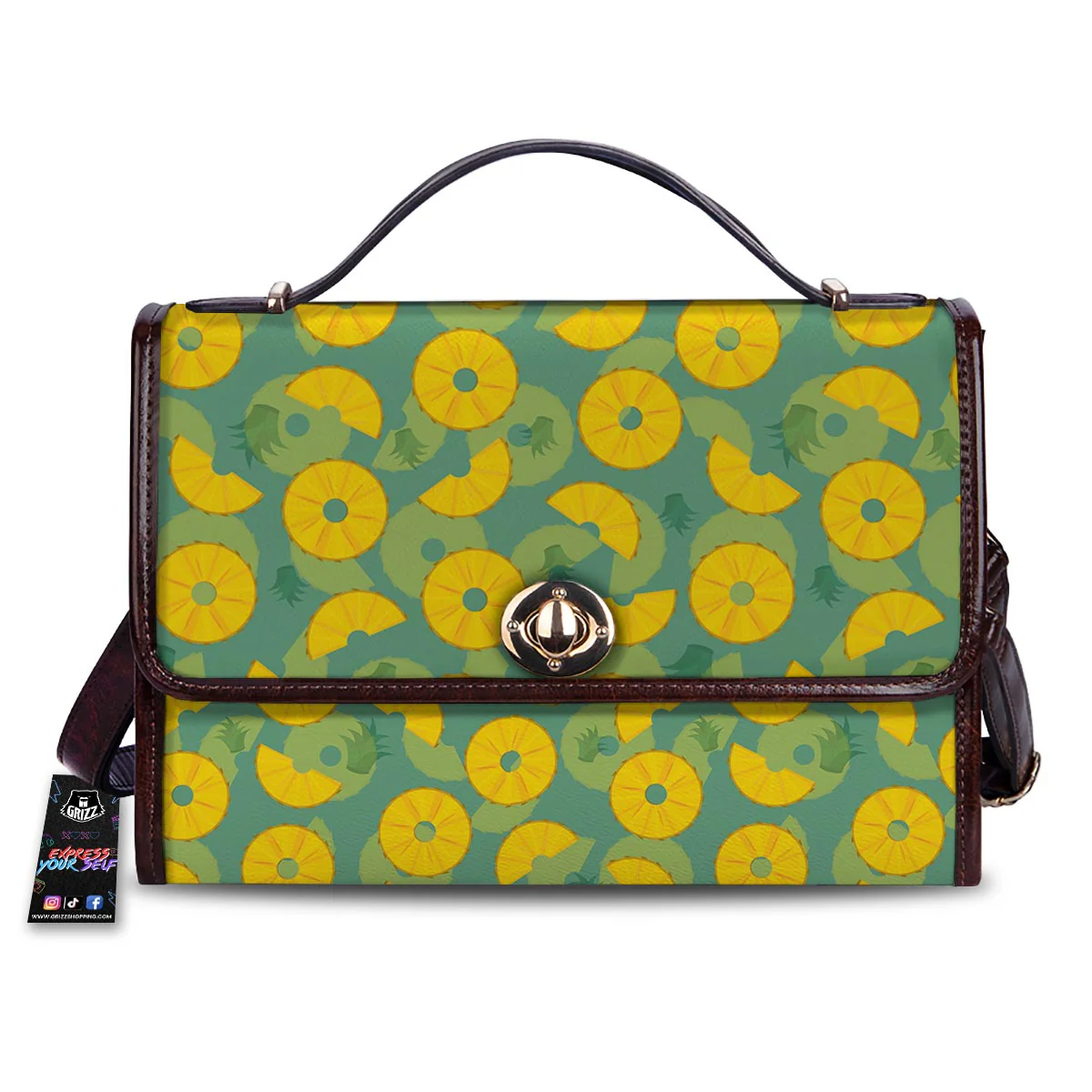Pineapple Sliced Print Pattern Women's Satchel Bag