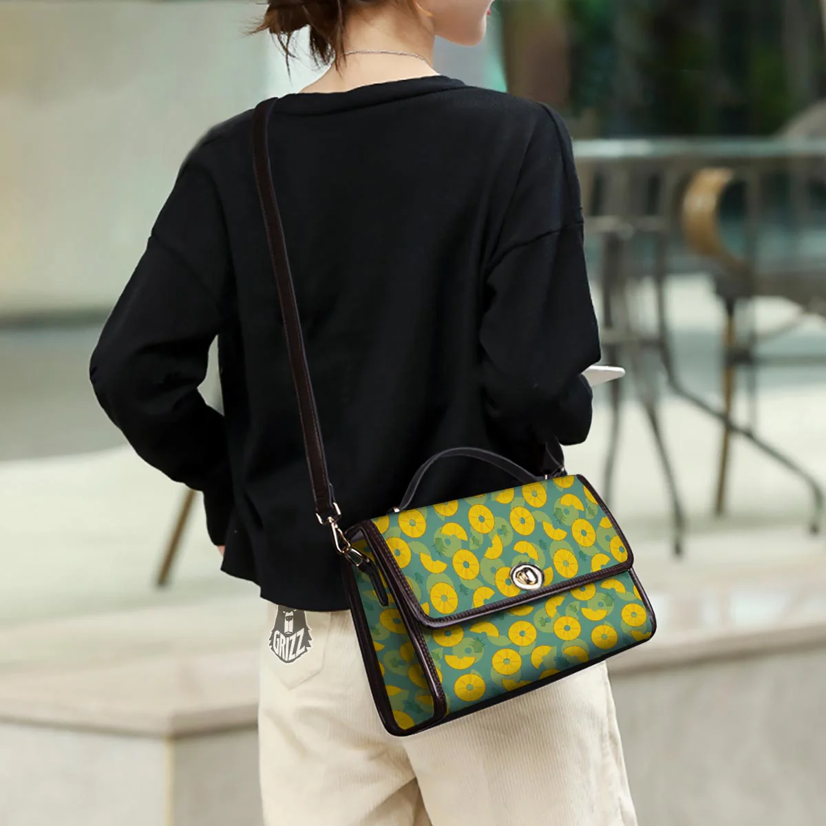 Pineapple Sliced Print Pattern Women's Satchel Bag - Image 3