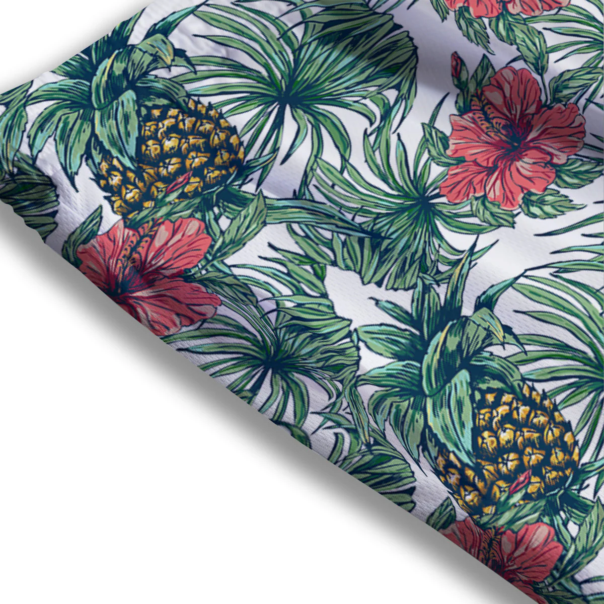 Pineapple White Tropical Print Pattern Mesh Shorts - Image 3