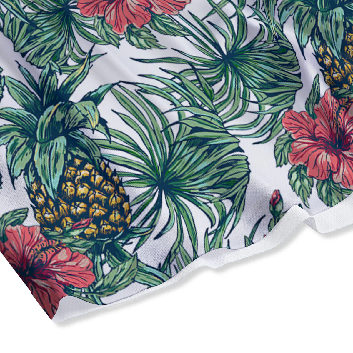 Pineapple White Tropical Print Pattern Mesh Shorts - Image 4