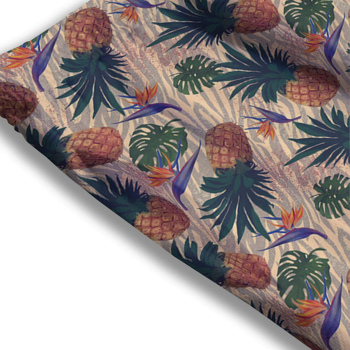 Pineapple Zebra Beige Print Pattern Mesh Shorts - Image 3