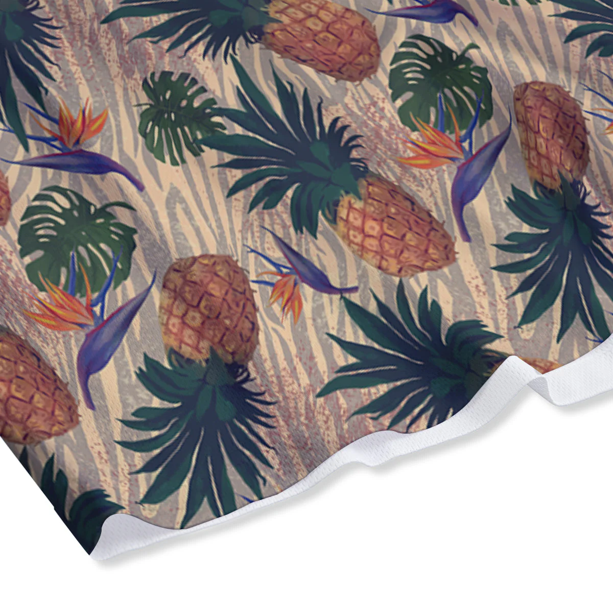 Pineapple Zebra Beige Print Pattern Mesh Shorts - Image 4