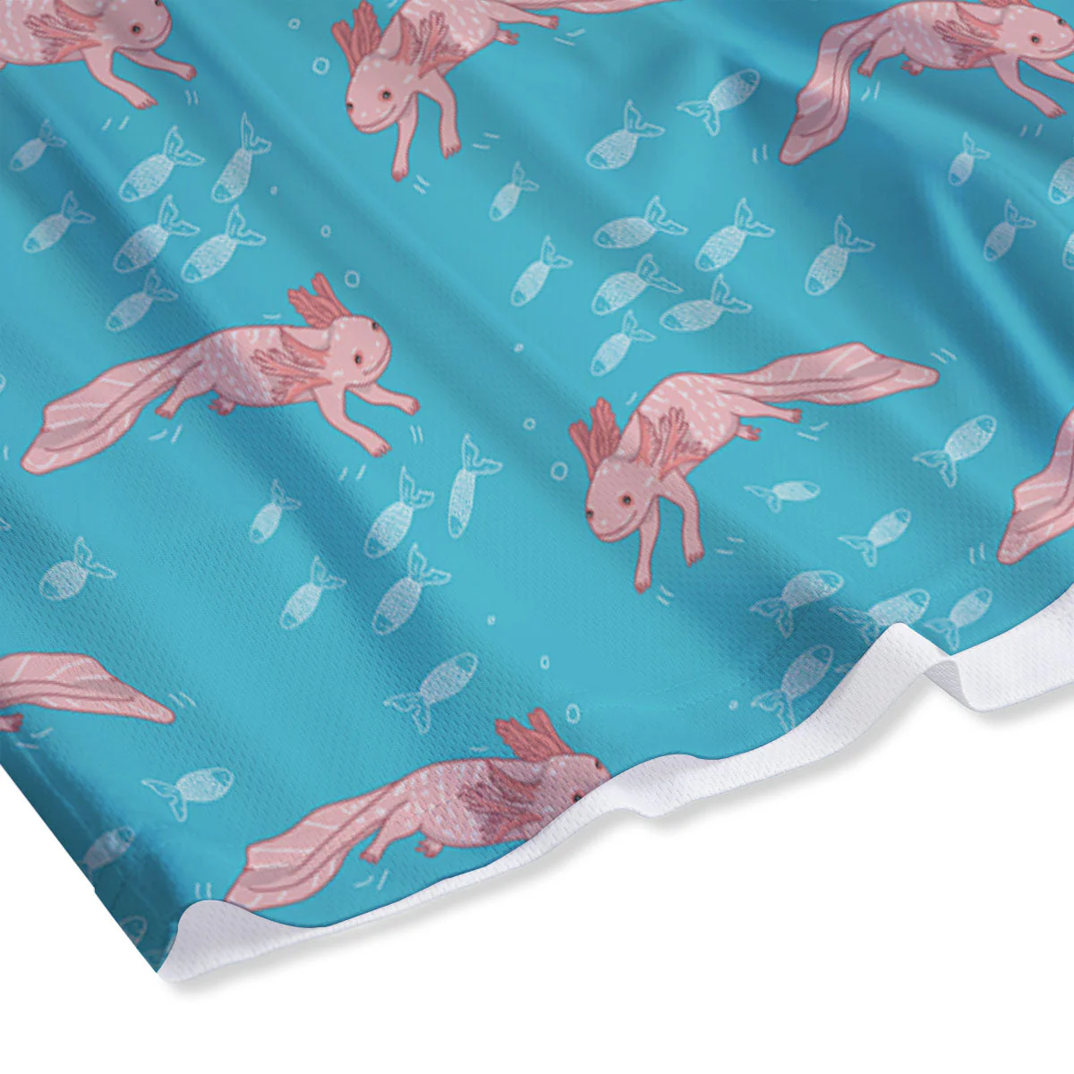 Pink Axolotl Teal Print Pattern Mesh Shorts - Image 4