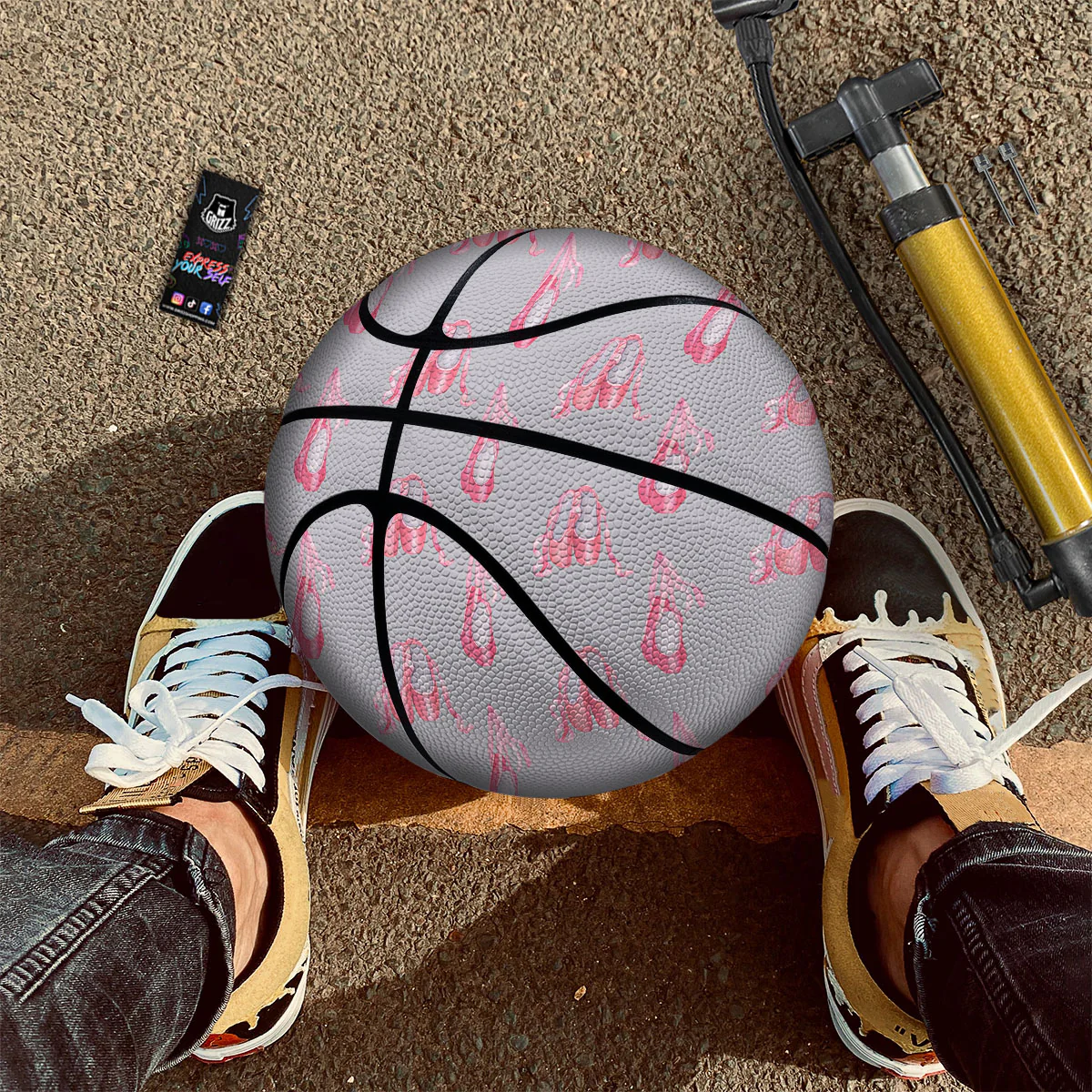 Pink Ballet Shoes Print Pattern Basketball - Image 2