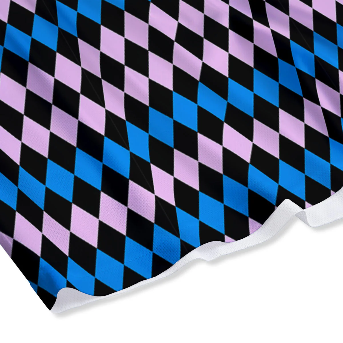 Pink Black And Blue Argyle Print Pattern Mesh Shorts - Image 4