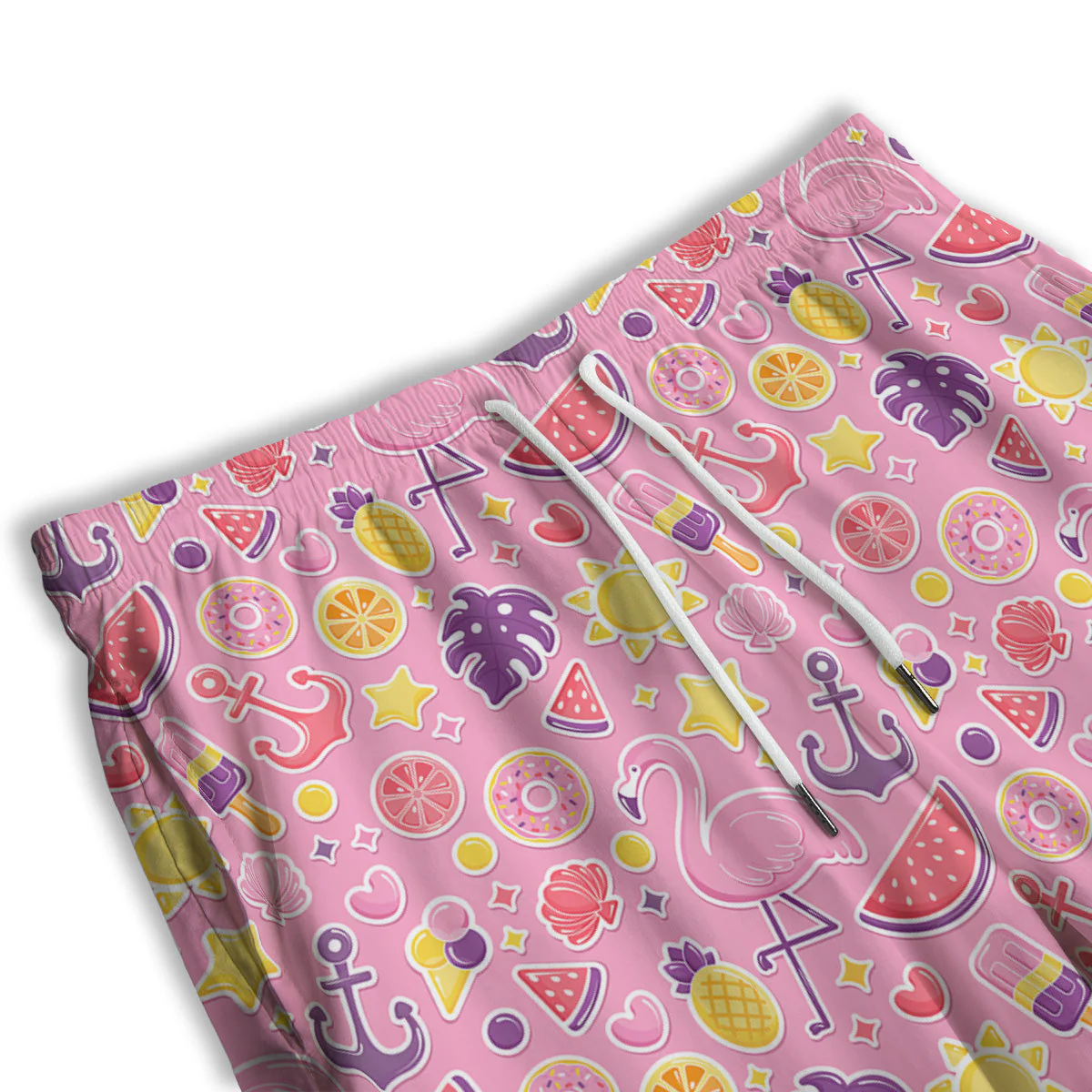 Pink Flamingo Summer Beach Print Pattern Men's Athletic Shorts - Image 3