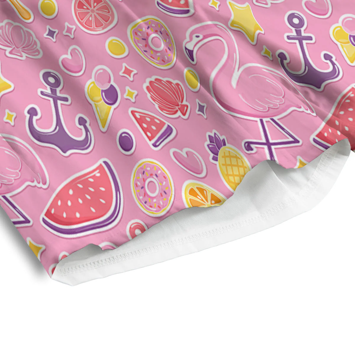 Pink Flamingo Summer Beach Print Pattern Men's Athletic Shorts - Image 4
