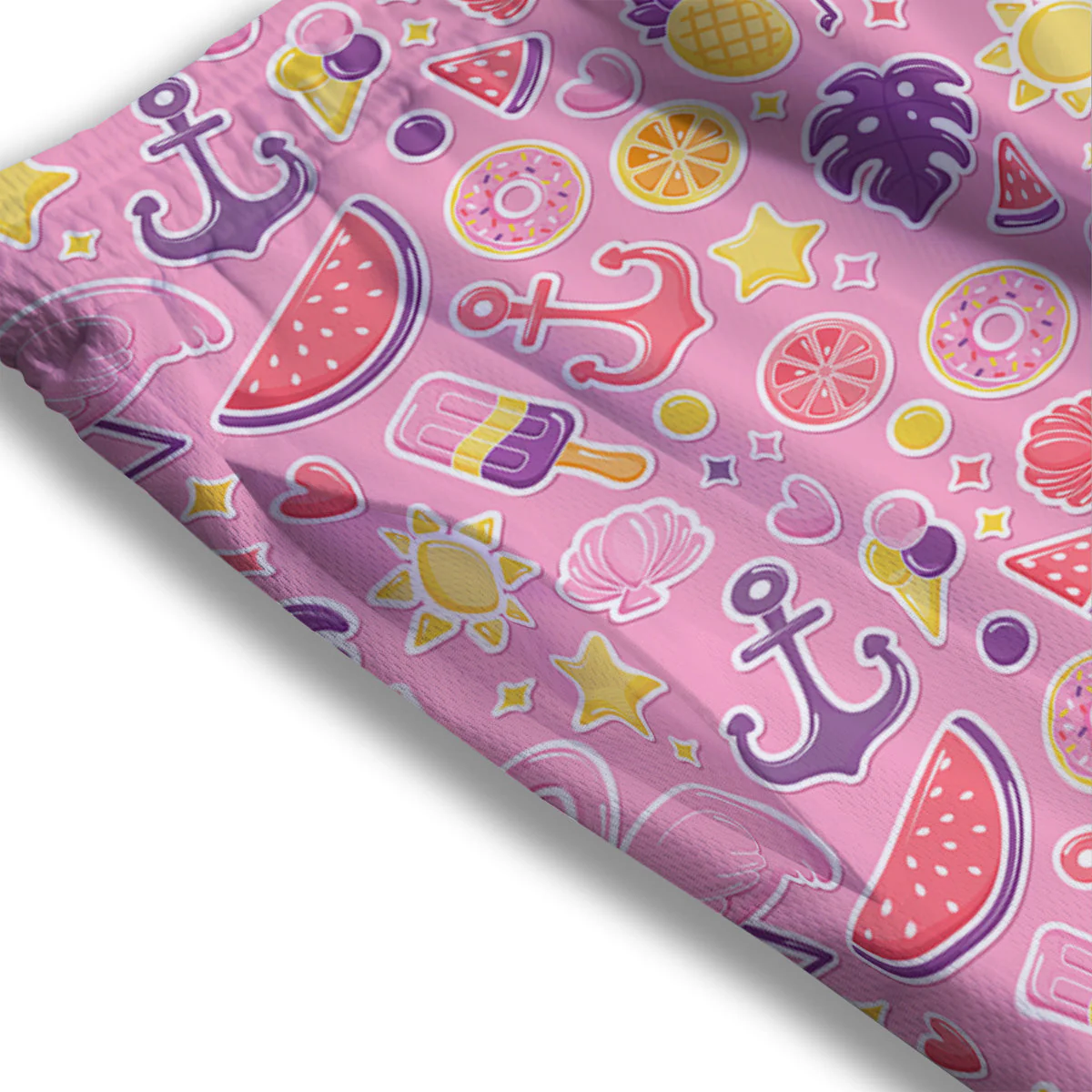 Pink Flamingo Summer Beach Print Pattern Mesh Shorts - Image 3