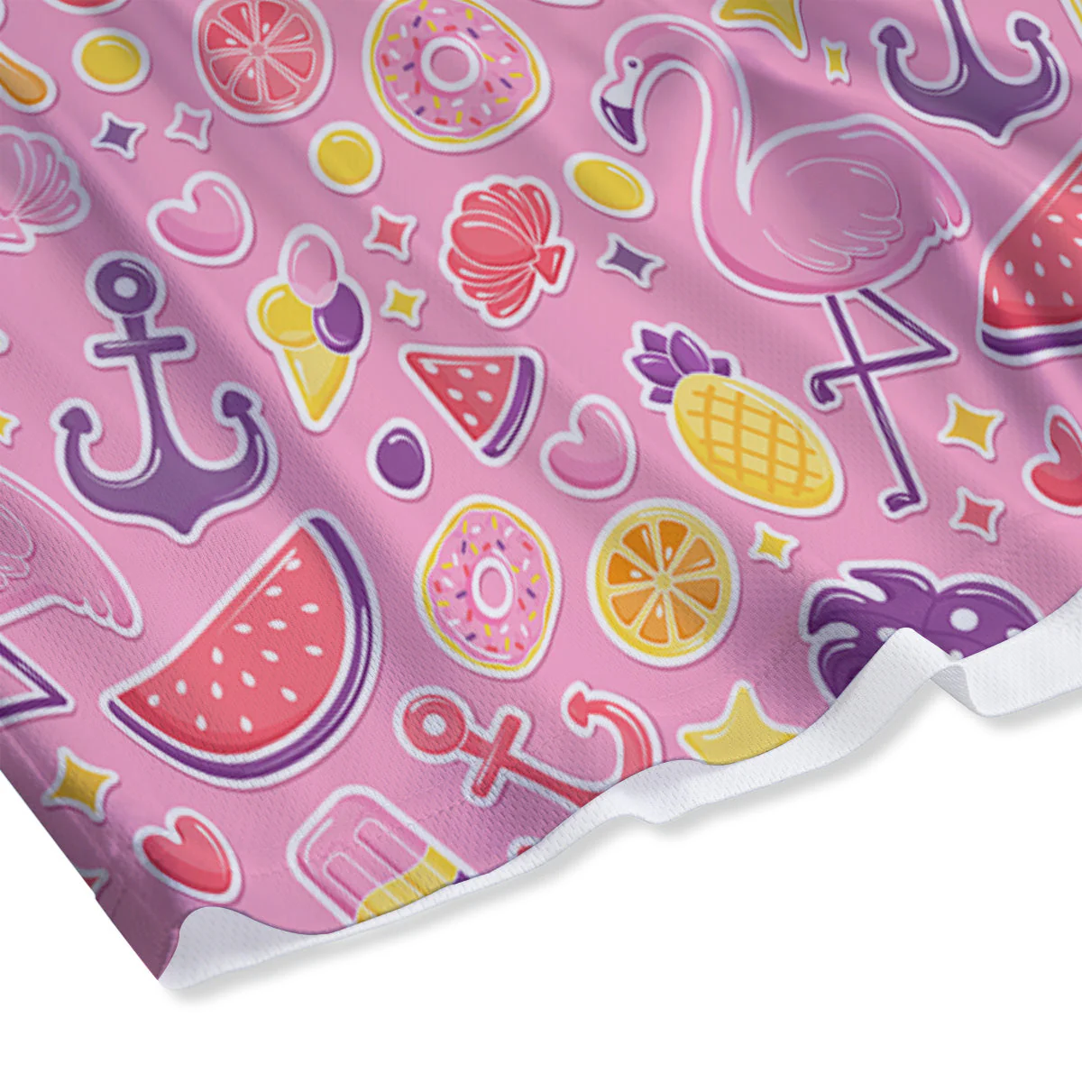 Pink Flamingo Summer Beach Print Pattern Mesh Shorts - Image 4