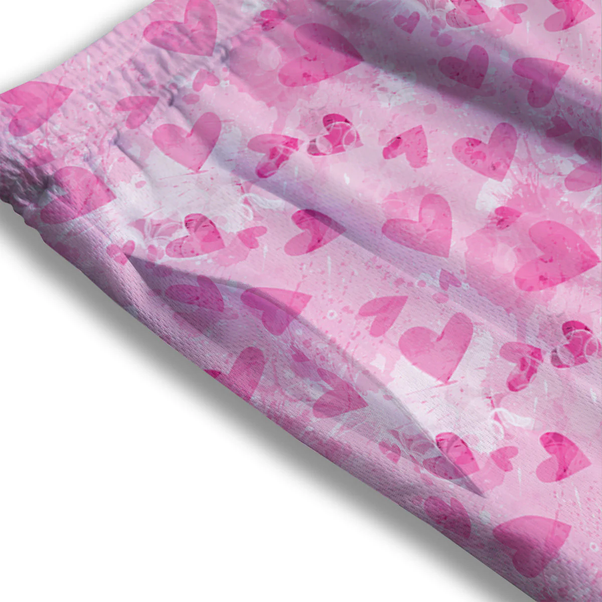 Pink Heart Cute Print Pattern Mesh Shorts - Image 3