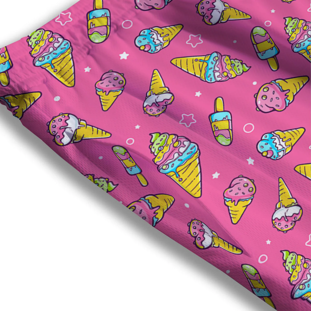 Pink Ice Creams Cute Print Pattern Mesh Shorts - Image 3