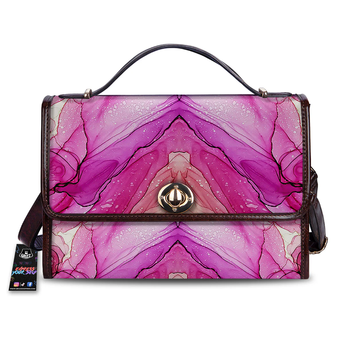Pink Kaleidoscope Print Women's Satchel Bag