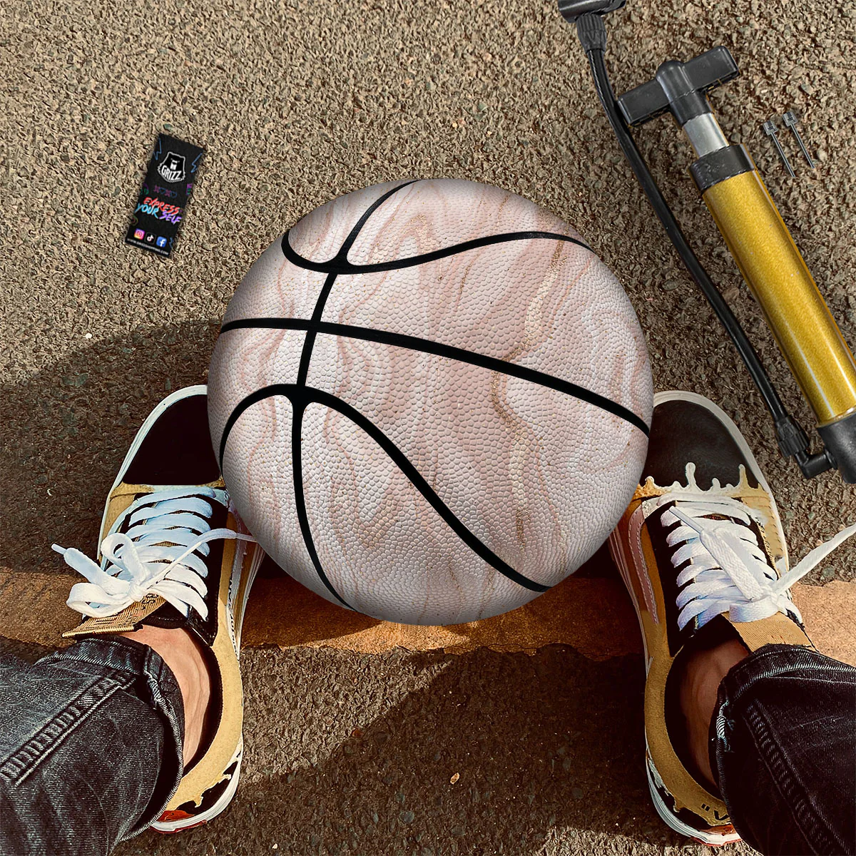 Pink Marble Print Pattern Basketball - Image 2