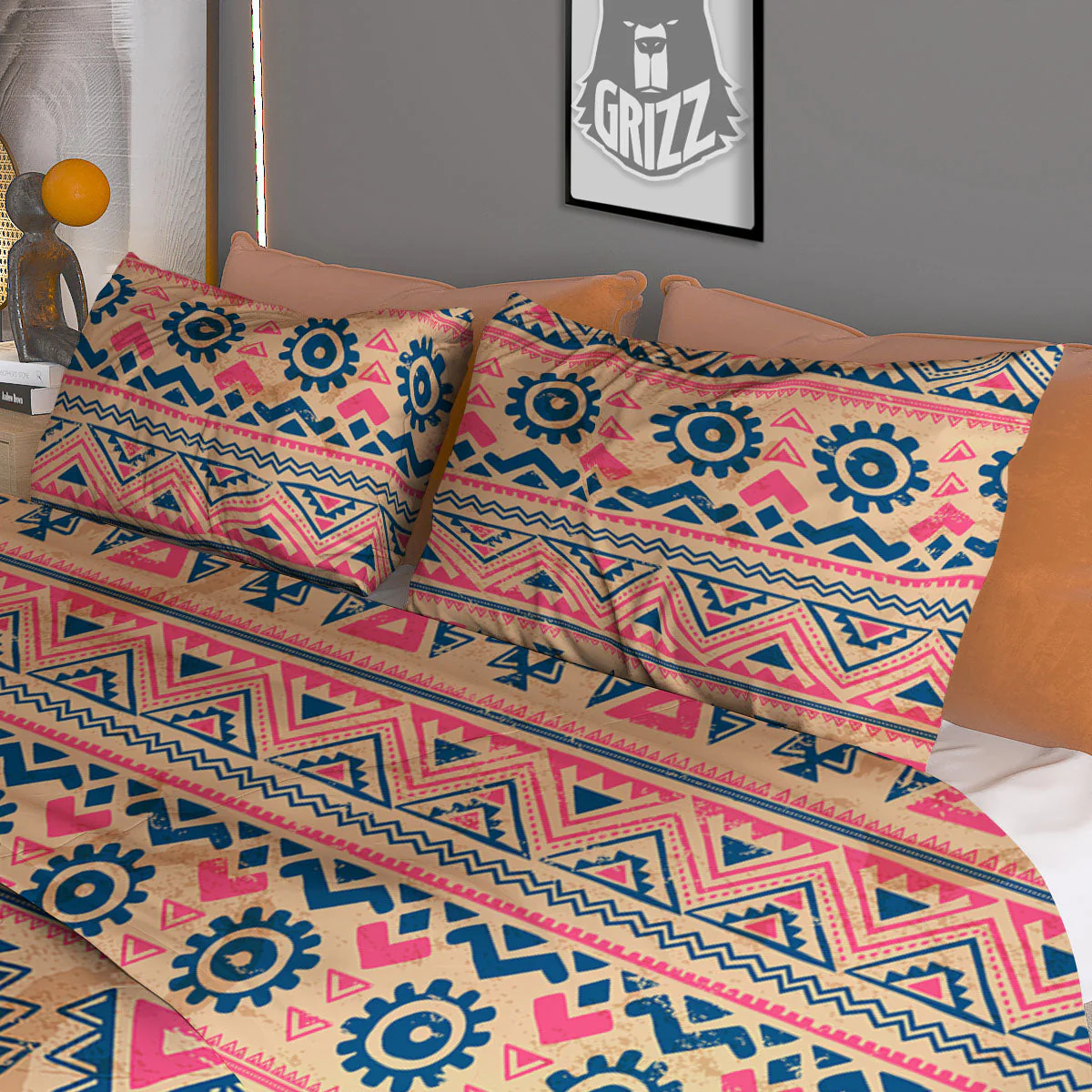 Pink Native Tribal Print Pattern Duvet Cover Bedding Set - Image 3