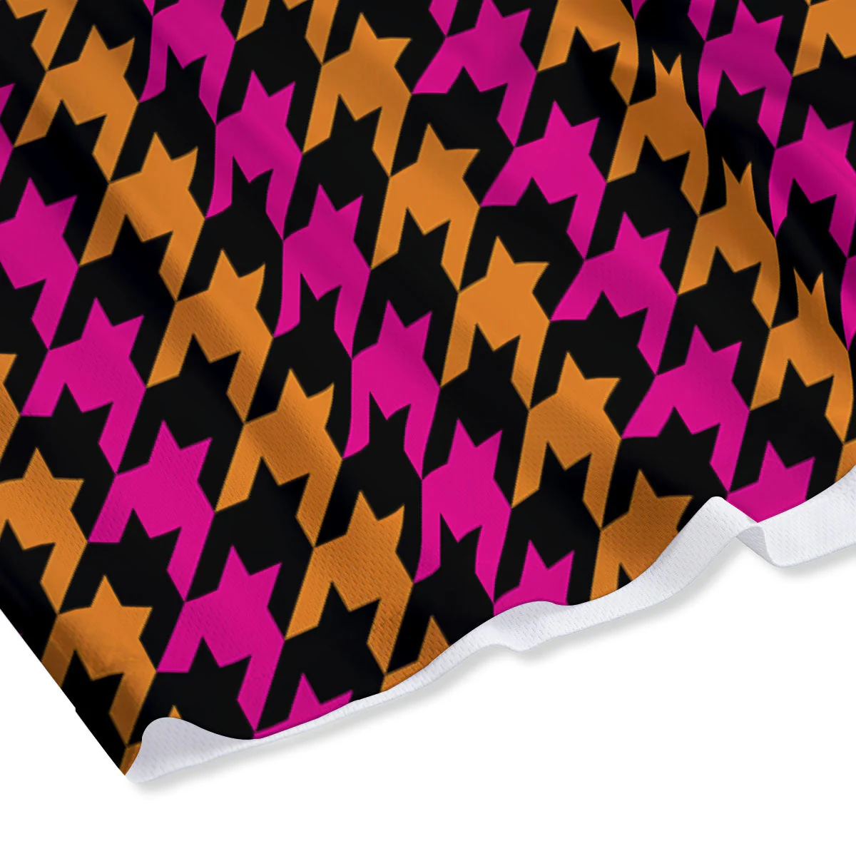 Pink Orange And Black Houndstooth Print Mesh Shorts - Image 4
