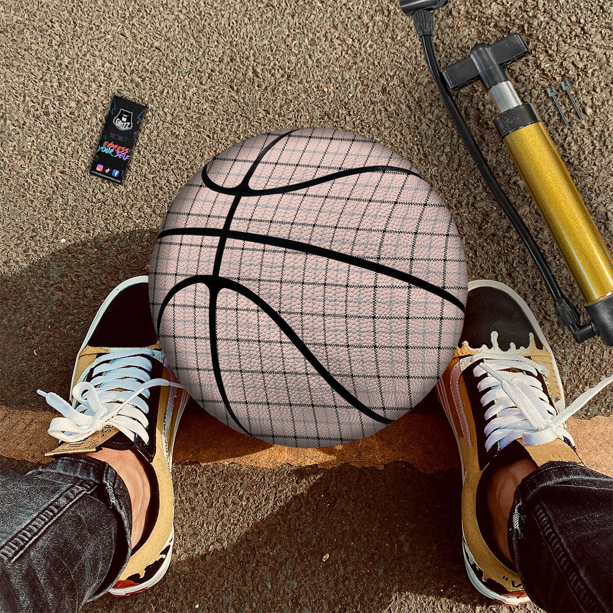Pink Pastel And Black Tattersall Print Basketball - Image 2